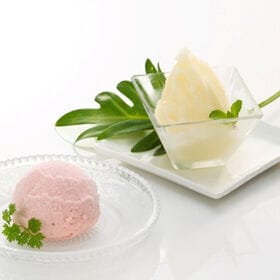 【2種計10個】ルレクチエシャーベット&越後姫アイスクリームセット | 梨のシャーベットといちごのアイスクリームのセットです。