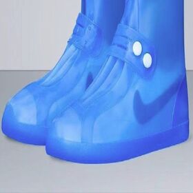 【ブルー】【27.-27.5cm】シューズカバー ハイカット 雨 シューズ メンズ レインシューズ