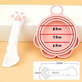 【ピンク】可愛いペット缶詰用シリコン蓋＆ヘラセット