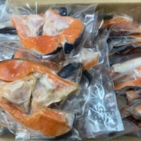 【計約1kg/2P(約200g)×5袋】銀鮭カマ（形不揃い）チリ産 | 塩焼き・鍋・粕汁に！たっぷり10個！銀鮭ですので脂がのっております。
