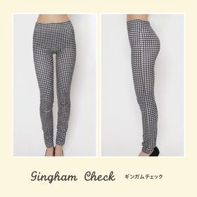 2枚組裏ボアタイプ【S-M/ギンガム】コアシェイプデニムプリントレギンス