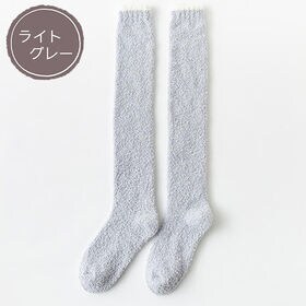 【ライトグレー】ニーハイ ルームソックス もこもこ 冬 暖かい オーバーニー ハイソックス