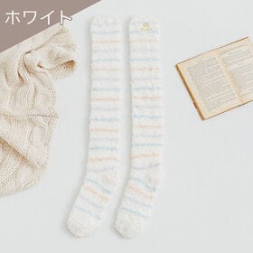 【ホワイト】ルームソックス もこもこ ニーハイ 冬 暖かい オーバーニー レディース