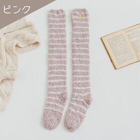 【ピンク】ルームソックス もこもこ ニーハイ 冬 暖かい オーバーニー レディース