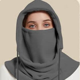 【グレー】フードウォーマー ネックウォーマー フェイスマスク キャップ レディース メンズ
