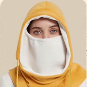 【イエロー】フードウォーマー ネックウォーマー フェイスマスク キャップ レディース メンズ