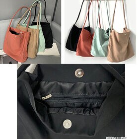 【グリーン】斜め掛けも出来るシンプルナイロントート