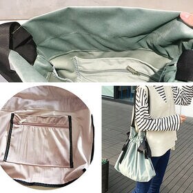 【グリーン】リボン巾着ベロアトート