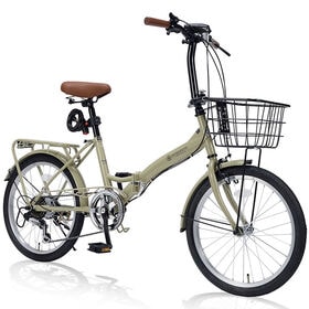 【カフェ】折畳自転車20インチ・6段ギア・オールインワン