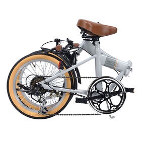 【グレージュ】折畳自転車16インチ・6段ギア