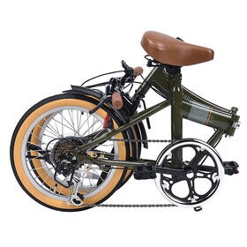 【ミリタリーグリーン】折畳自転車16インチ・6段ギア
