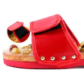 【レッド / Lサイズ】天然砂利指圧スリッパ（約24.5〜25.5cm）