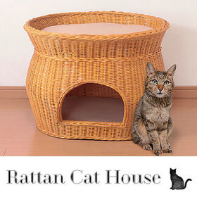 ラタンキャットハウス 2段ベッド | 天然籐がオシャレなネコちゃんの快適ハウス「ラタンのキャットハウス」