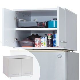 【ホワイト】冷蔵庫上ラック | 冷蔵庫の上のスペースが収納場所に早変わり。