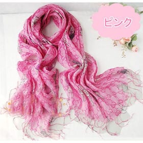 【ピンク】UVカットうさぎ柄ストール | 大判UVストール スカーフ