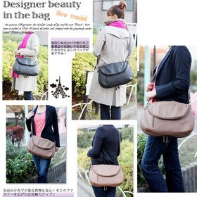 【Lサイズ/ダークグレー】口折れ2wayショルダーバッグ