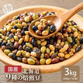 【3kg(300g×10袋)】煌めき9種の国産煎り豆ミックス | ヘルシーなおつまみ・おやつに！ナッツより低カロリー！無塩・無添加・素焼き・もちろん国産★