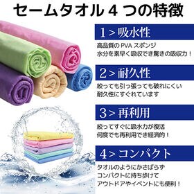 【2枚／Lサイズ（66×43cm）/ブルー＋グリーン】 超吸水&速乾！セームタオル