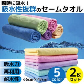 【2枚／Lサイズ（66×43cm）/ピンク+パープル】 超吸水&速乾！セームタオル