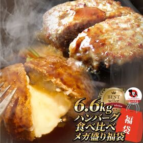 【6.6kg(計66個)】ハンバーグ プレーン＆チーズイン2種食べ比べセット | 合計66個の大容量！レンジで簡単♪お子様に大人気！ジュワっと肉汁したたる粗挽きハンバーグ