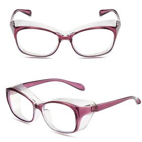 【パープル】花粉・飛沫対策メガネ【くもり止めレンズ】