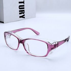 【パープル】花粉・飛沫対策メガネ【くもり止めレンズ】