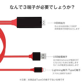 赤TypeC HDMI 1080P 変換ケーブル
