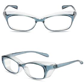 【ブルー】花粉・飛沫対策メガネ【くもり止めレンズ】