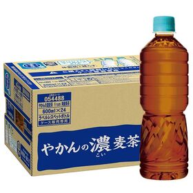 【48本】【機能性表示食品】やかんの濃麦茶ラベルレス600ml PET