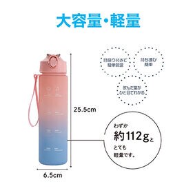 【ピンク×ブルー】ストロー付きタイムマーカーボトル