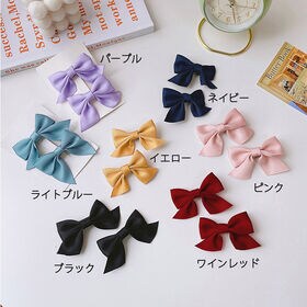 【パープル】ヘアピン2個セット リボン