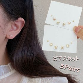 【タイプ:花】ピアス3ペアセット
