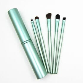 【グリーン】ケース付きメイクブラシ5本セット