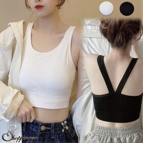 【ブラック】ショート丈シンプルタンクトップ