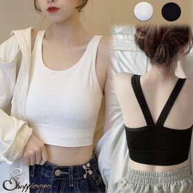 【ホワイト】ショート丈シンプルタンクトップ