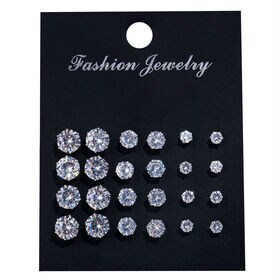 【12ペアセット】シンプルストーン スタッドピアス