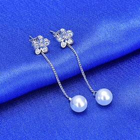 【シルバー】揺れるロングパール2wayピアス