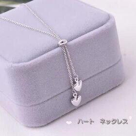 【シルバー】ハートモチーフ ループネックレス