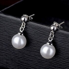 【シルバー】一粒パールピアス