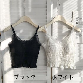 【ブラック】シャーリングキャミソール