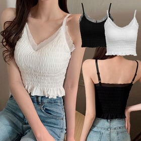 【ホワイト】シャーリングキャミソール