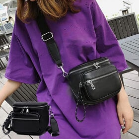 【ブラック】レザーショルダーバッグ