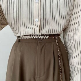 【ホワイト】2連パールチェーンベルト