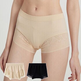 【ベージュ】ボクサーレースショーツ（スズラン柄）