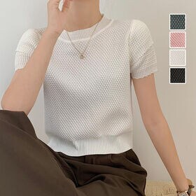 【ピンク】Uネックサマーニット