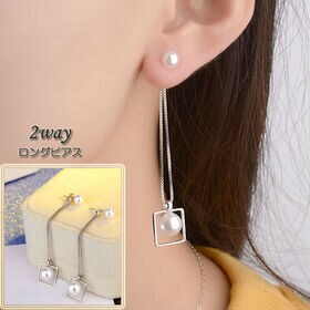 2wayパールピアス スクエアフレーム