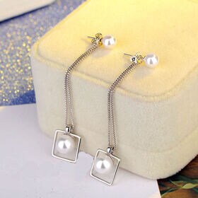 2wayパールピアス スクエアフレーム