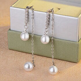 【シルバー】2wayパールロングピアス