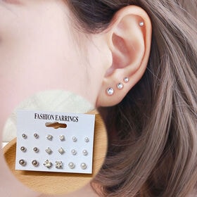 【シルバー】シンプルピアス9点セット