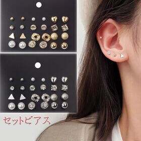 【シルバー】使いまわし抜群スタッドピアス12点セット